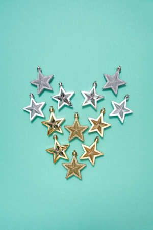 Set of christmas stars on green background