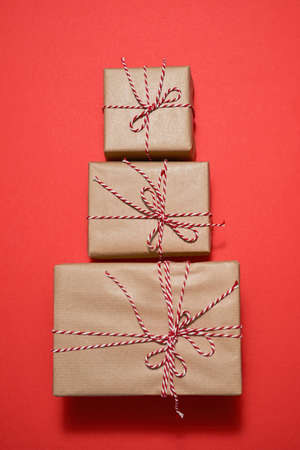 Collection of gift boxes for winter celebrationの写真素材