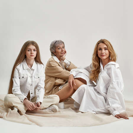 Portrait of three generations of women togetherの写真素材