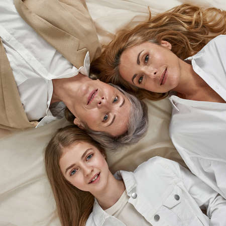 Top view of three Caucasian women generations portraitの写真素材