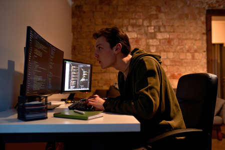 IT developer programming script for mining at homeの写真素材