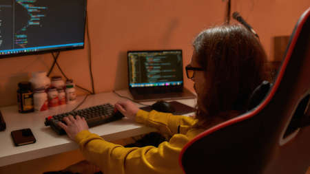 Partial of IT developer programming script or code