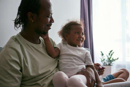 Family resting and spending time together at home