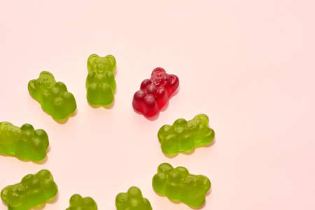 Green and red sweet yummy teddy bear candies