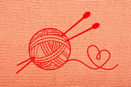 Sweater or scarf fabric texture large knitting. Knitted jersey background with a relief pattern. Wool hand- machine, handmade, orange.の写真素材