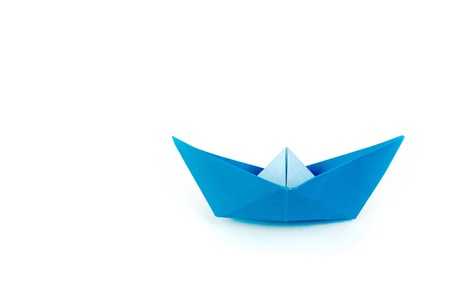 Origami White Paper Boat Isolated on White Background.の写真素材
