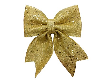 golden christmas bows isolated on the white background. Christmas decorationsの写真素材