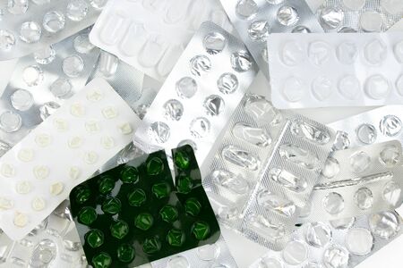 Blister packings from pills on a white background. Empty bliser. Blister of tablets.