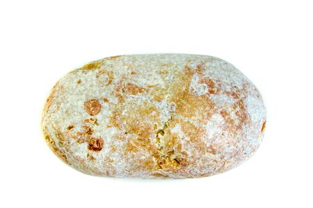 Red and wet sea stone isolated on white background. Top view with copy spaceの写真素材