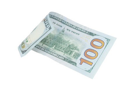 dollars, banknotes on white background. Top view. black friday, saleの写真素材
