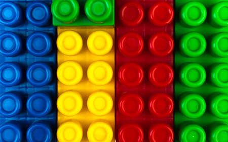 Educational toy, constructor for children Isolated on white background. Top view with copy space.の写真素材