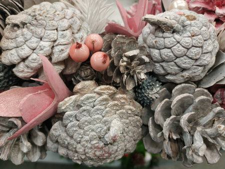 Artificial composition for Christmas holidays. Christmas decor homemade.の写真素材