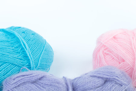 Knitting yarn isolated on a white background.の写真素材