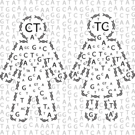 Human shaped out of chromosomes and nucleotides representing their genetic codeのイラスト素材