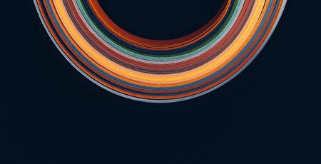 Macro photo of abstract bright wavy lines on black background. Abstract modern background. Futuristic concept.の写真素材