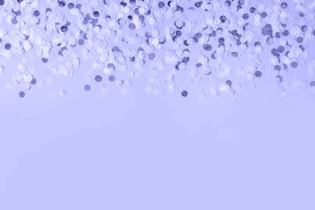 Modern abstract trendy background with round confetti. Great design for any purposes. Toned in trendy color of year 2022. Greeting card. Banner design. Copy space.の写真素材