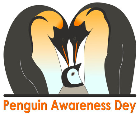 The family of emperor penguins takes care of their offspring with tenderness and love.のイラスト素材