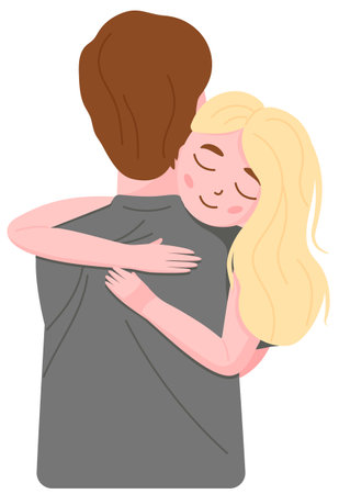 The girl and the guy are hugging.のイラスト素材