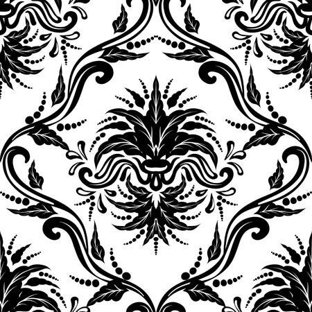 Seamless Pattern With Calligraphic Damask Ornamentのイラスト素材