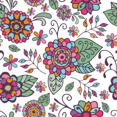Seamless Floral Pattern On White Backgroundのイラスト素材