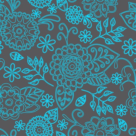 Seamless Floral Pattern On Gray Background. Vectorのイラスト素材