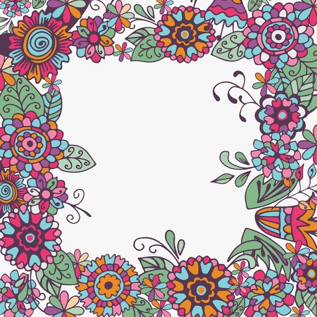 Seamless Floral Frame On White Backgroundのイラスト素材