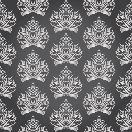 Simless Silver Ornament Pattern On Black Backgroundのイラスト素材