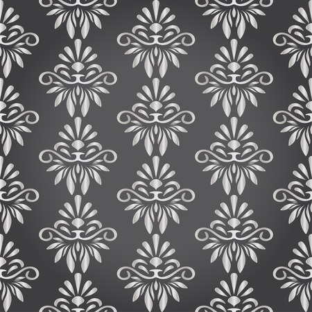 Simless Silver Ornament Pattern On Black Backgroundのイラスト素材