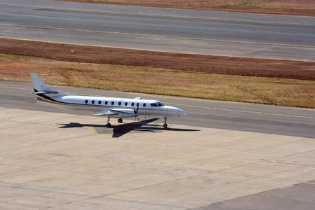 Private or commercial jet heading to the runway ready for take off