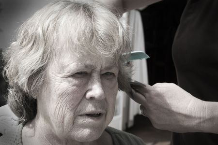 Senior citizen haircut seriesの写真素材