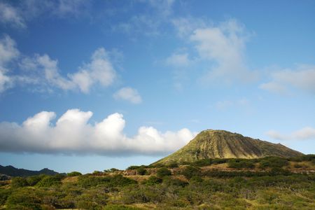 Diamond Head volcano, Oahu, Hawaiiの写真素材