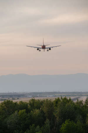 Plans take off over the prairieの写真素材