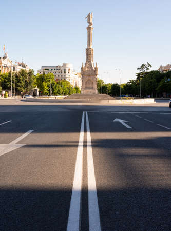 Madrid, Spain; June 28, 2022: Traffic closures in the main streets and avenues of Madrid on the occasion of the NATO Summit. Paseo de la Castellana, Recoletos, AlcalÃ¡ street and Gran via.のeditorial素材