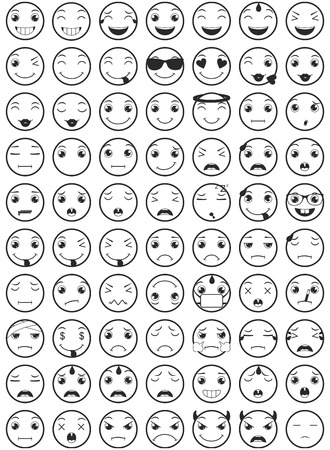 Line Emoticons / Emoji Vector Setのイラスト素材