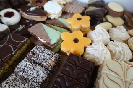 Various homemade traditional Austrian pastries biscuits cookies for christmas, wedding, birthday,...