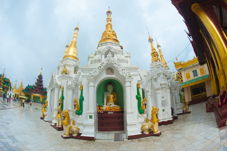 YANGON, MYANMAR - OCT 1, 2011: The atmosphere of Shwedagon Pagoda in Yangon, Myanmar. Shwedagon Pagoda is the most sacred Buddhist pagoda for the Burmese.のeditorial素材