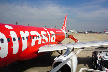HO CHI MINH, VIETNAM - MAR 15, 2015. Civil aircrafts parking at Tan Son Nhat International airport...
