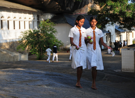 Group of school students visiting Sigiriya complex, UNESCO listed World Heritage Site.のeditorial素材
