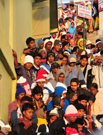SRI PADA, SRI LANKA - DEC 26, 2014: Unidentified people at Sri Pada in Sri Lanka. It is an important pilgrimage site, especially for Buddhists.のeditorial素材