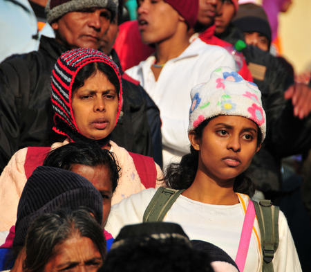 SRI PADA, SRI LANKA - DEC 26, 2014: Unidentified people at Sri Pada in Sri Lanka. It is an important pilgrimage site, especially for Buddhists.のeditorial素材