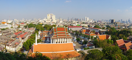 Bangkok, Thailand - Feb 4, 2015. Top view of Loha Prasat and Golden Mountain, landmarks of Bangkok, Thailand.のeditorial素材
