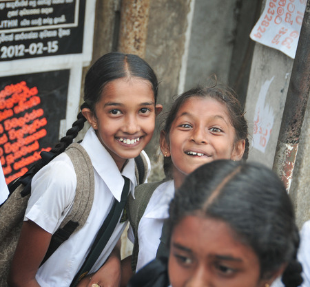 Kandy Sri Lanka  Feb 1 2012. Portrait of unidentified children in Kandy Sri Lanka.のeditorial素材