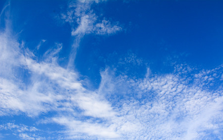 White fluffy clouds in the blue sky in Jammu & Kashmir, India.の写真素材