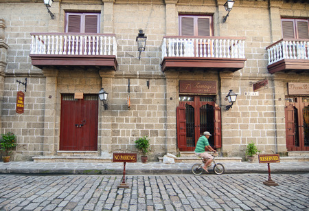 MANILA, PHILIPPINES - SEP 8, 2015. Colonial building in Intramuros district, oldest district and historic core of Manila, known as the Walled City.のeditorial素材