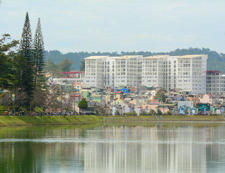 Dalat, Vietnam - Nov 30, 2014. View of Dalat city and Xuan Huong lake in Lam Dong province, Vietnam.のeditorial素材