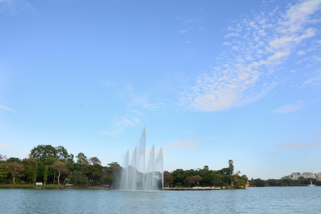 Kandawgyi Lake and Kandawgyi Nature Park in Yangon, Myanmar (Burma).の写真素材