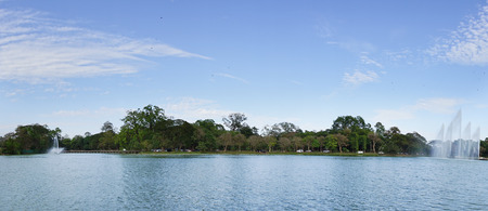 Kandawgyi Lake and Kandawgyi Nature Park in Yangon, Myanmar (Burma).の写真素材