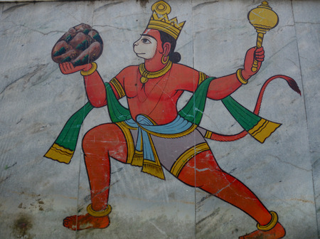 Varanasi, India - Jul 12, 2015. Graffiti on the ghats of Varanasi, India. The spiritual capital of India, it is the holiest of the seven sacred cities in Hinduism and Jainism.のeditorial素材