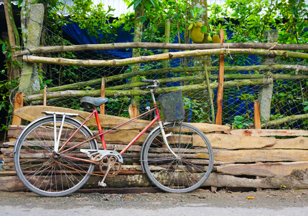 Bicycle on rural road in Mekong Delta, southern Vietnam.の写真素材