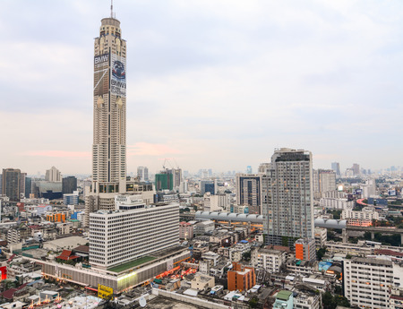 Bangkok, Thailand - Nov 10, 2015. View of Bangkok city at sunny day with many buildings rising. Bangkok is the capital and largest city in Thailand.のeditorial素材